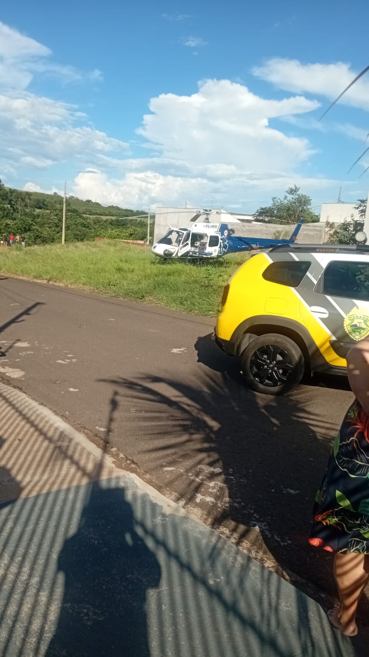 Idoso fica gravemente ferido após queda de patinete em Nova Esperança e é transferido de helicóptero para Maringá
